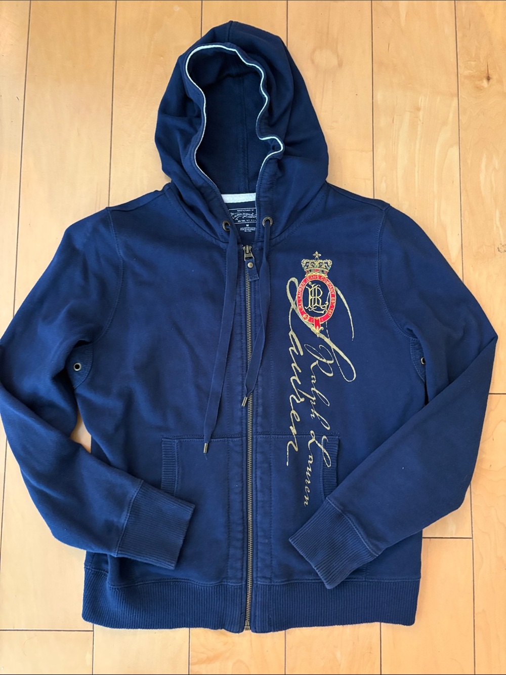 Vintage Ralph Lauren Navy Full Zip up Hoodie Med